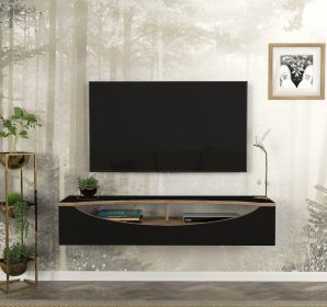 ZUGI závěsný TV stolek, černá/borovice Atlantik