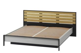 Postel s ÚP a LED 180, barva šedá/černá/dub