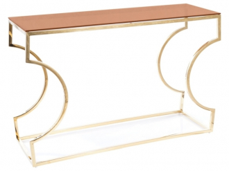 Konzolový stolek KENZO C zlatá/jantarové kouřové sklo