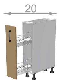 dolní cargo skříňka š.20, v.82, Kaiser LC2082, bílá/chladně šedý mat