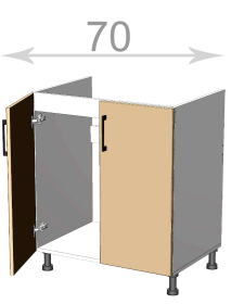 dolní dřezová skříňka š.70, v.82, Kaiser LS7082, bílá/antracit lesk