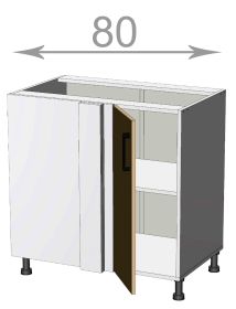 Capri BC80821, kuchyňská rohová skříňka š.80, korpus bílý, dvířka dub Craft šedý