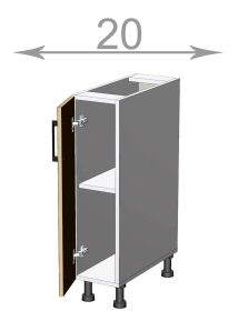 Capri L2082F, kuchyňská skříňka š.20, korpus bílý, dvířka dub Craft šedý