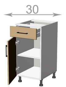 dolní skříňka se šuplíkem š.40, v.82, Kaiser LDD11S4082, bílá/kouř mat