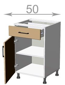 dolní skříňka se šuplíkem š.50, v.82, Kaiser LDD11S5082, bílá/kouř mat