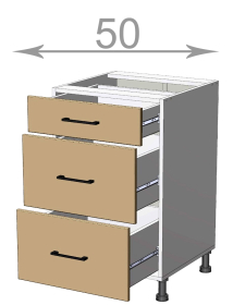 dolní skříňka se zásuvkami š.50, v.82, Kaiser LD12S5082, bílá/krémová lesk
