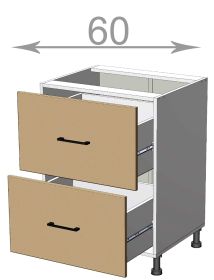 Capri LD11S6082, kuchyňská šuplíková skříňka š.60, korpus bílý, dvířka dub Craft šedý