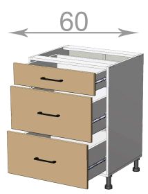 Capri LD12S6082, kuchyňská šuplíková skříňka š.60, korpus bílý, dvířka dub Craft šedý