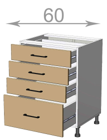 Capri LD31S6082, kuchyňská šuplíková skříňka š.60, korpus bílý, dvířka dub Craft šedý
