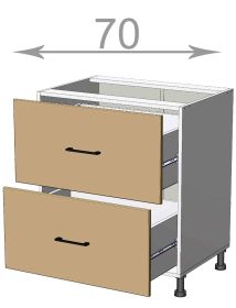 Capri LD11S7082, kuchyňská šuplíková skříňka š.70, korpus bílý, dvířka dub Craft šedý