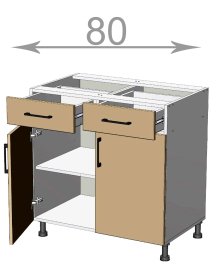 Capri LDD22S8082, kuchyňská skříňka se šuplíky š.80, korpus dub Sonoma, dvířka grafit