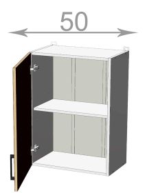 horní skříňka š.50, v.72, Kaiser W5072, bílá/černý lesk