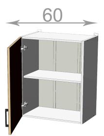 horní skříňka š.60, v.72, Kaiser W60721, bílá/bílý mat