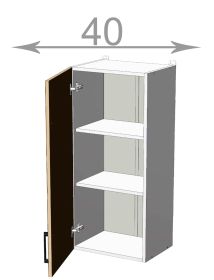 horní vysoká skříňka š.40, v.92, Kaiser W4092, bílá/krémová lesk