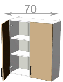horní vysoká skříňka š.70, v.92, Horizon W7092, grafit/ořech tmavý