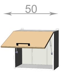 horní vysoká výklopná skříňka š.50, v.46, Kaiser W5046, bílá/bordó lesk