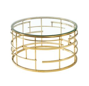 LIVIA kulatý konferenční stolek, transparentní/zlatá