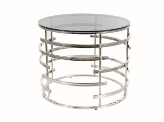 LIVIA kulatý konferenční stolek, transparentní/stříbrná