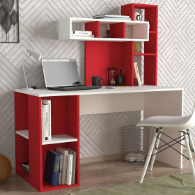 ZAKIMI designový psací stůl, bílá/červená