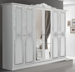 Šatní skříň OSIMO bílá/stříbrná II.jakost