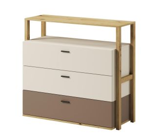 Komoda se 3 zásuvkami LIMERA barva dub artisan/béžová/lanýž