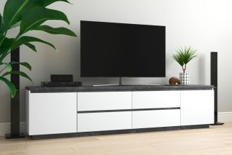 AZILA televizní stolek, bílá/tmavý beton