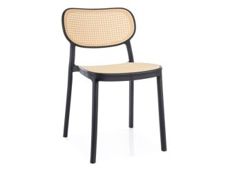 BALI plastová zahradní židle, černá/ratanový efekt