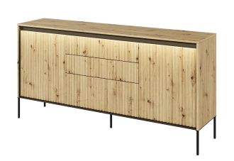 Komoda 2D3S s LED IPOLIS dub artisan/černá