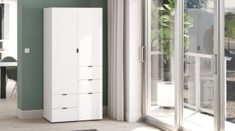 ZEKE šatní skříň, bílý mat