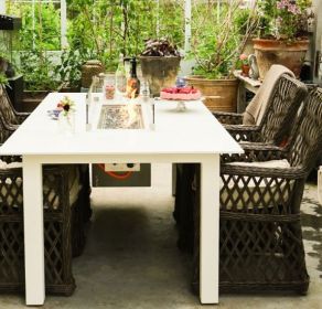 VERDI - jídelní stůl s plynovým ohništěm BLANCO CARRARA 220x110 cm