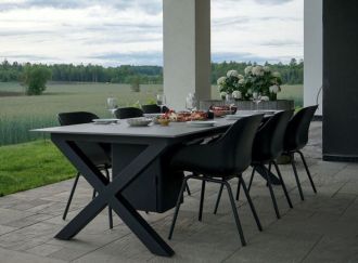 VERMA - jídelní stůl s plynovým ohništěm Basalt Gray 220x110 cm