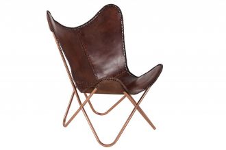 Židlo-křeslo BUTTERFLY BROWN pravá kůže