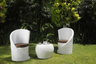 Luxusní zahradní SET TWIST WHITE přírodní ratan - rozbaleno