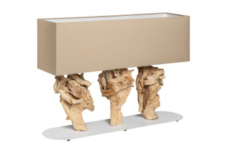 Stolní lampa SCULPTURE 80 CM béžová masiv akácie