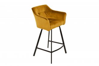 Barová židle LOFT 100 CM tmavě žlutá samet