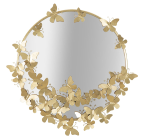 Kulaté zrcadlo BUTTERFLIES GOLD 75 CM