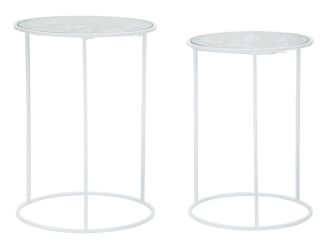 2SET odkládací stolek BUTTERFLY 60/55 CM bílý
