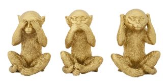 3SET soška MONKEY GOLD 10 CM