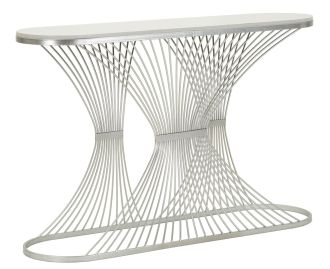 Konzolový stolek STRIPE 120 CM bílý/stříbrný