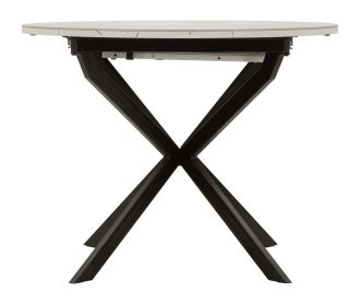 Rozkládací kulatý jídelní stůl MARTIN 100-140 CM bílý keramika