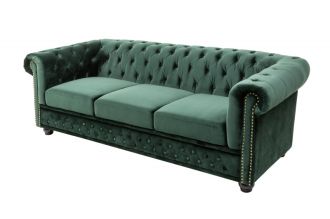 Pohovka CHESTERFIELD 3M 205 CM zelená samet