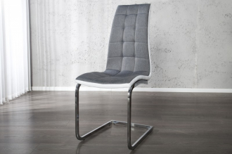 Konzolová židle LONDON šedo/bílá strukturovaná látka/umělá kůže