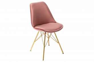 Jídelní židle SCANDINAVIA RETRO tmavě růžová / zlatá
