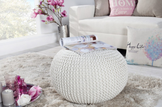Pletený puff LEEDS 50 WHITE