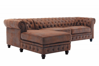 Sedací souprava CHESTERFIELD 280 CM antik hnědá LEVÁ