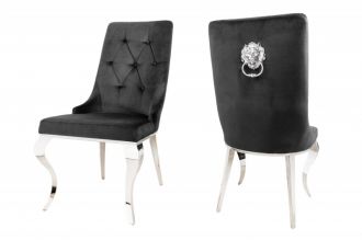 Zámecká židle MODERN BAROCCO S RUKOJETÍ černá samet