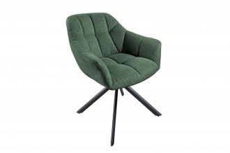 Jídelní židle PAPILLON tmavě zelená strukturovaná látka otočná