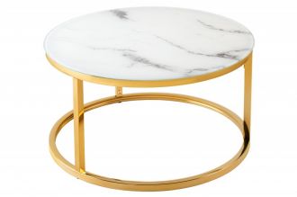 Konferenční stolek ELEGANCE GOLD 60 CM bílý mramorový vzhled