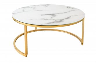 Konferenční stolek ELEGANCE GOLD 80 CM bílý mramorový vzhled