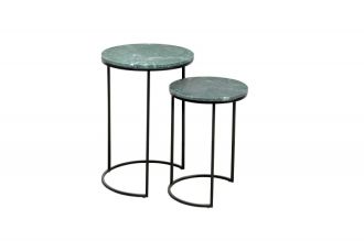 2SET odkládací stolek ELEMENTS 55/45 CM zelený mramor